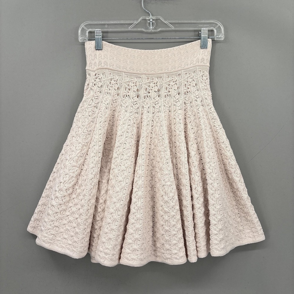 A.L.C. Skirt Womens XS Pink Lace Floral Knit Skater Full Mini Party Blush ALC